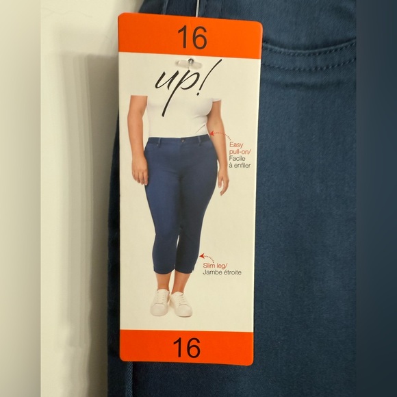 NWT UP! Women’s Size 16 Pull-On Crop Pants in Blue Faux Zipper and Front Pockets - Picture 4 of 11